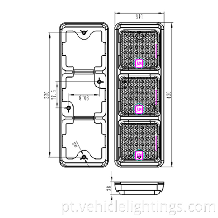 Indicador de combinação de caminhão LED Stop cauda de iluminação reversa Lâmpada traseira LED para caminhão